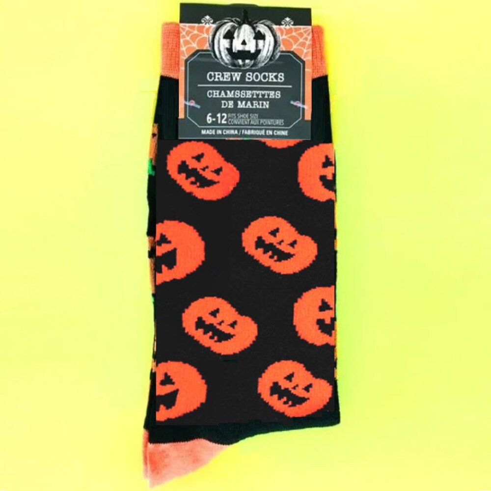 Mens Jack-O-Lantern Pumpkin Halloween Socks